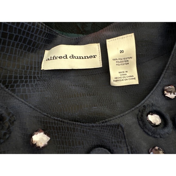 Alfred Dunner Blue Jacket Size 20 Button-up Long Sleeve Crystal Decoration - Picture 6 of 6